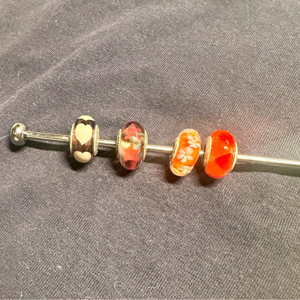 Pandora silver and glass Charms